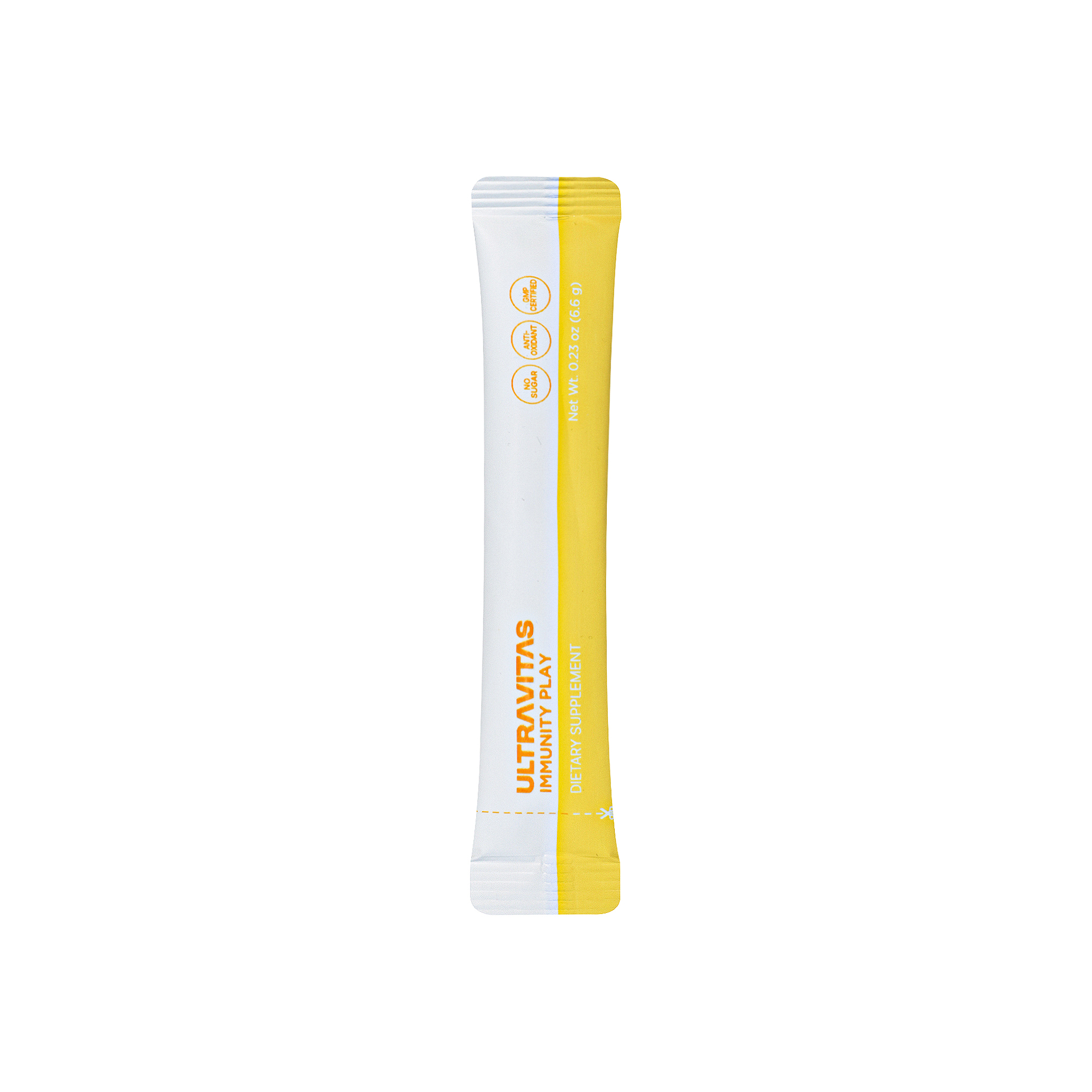 UltraVitas Immunity Play (Lemon) single-serve powder stick pack