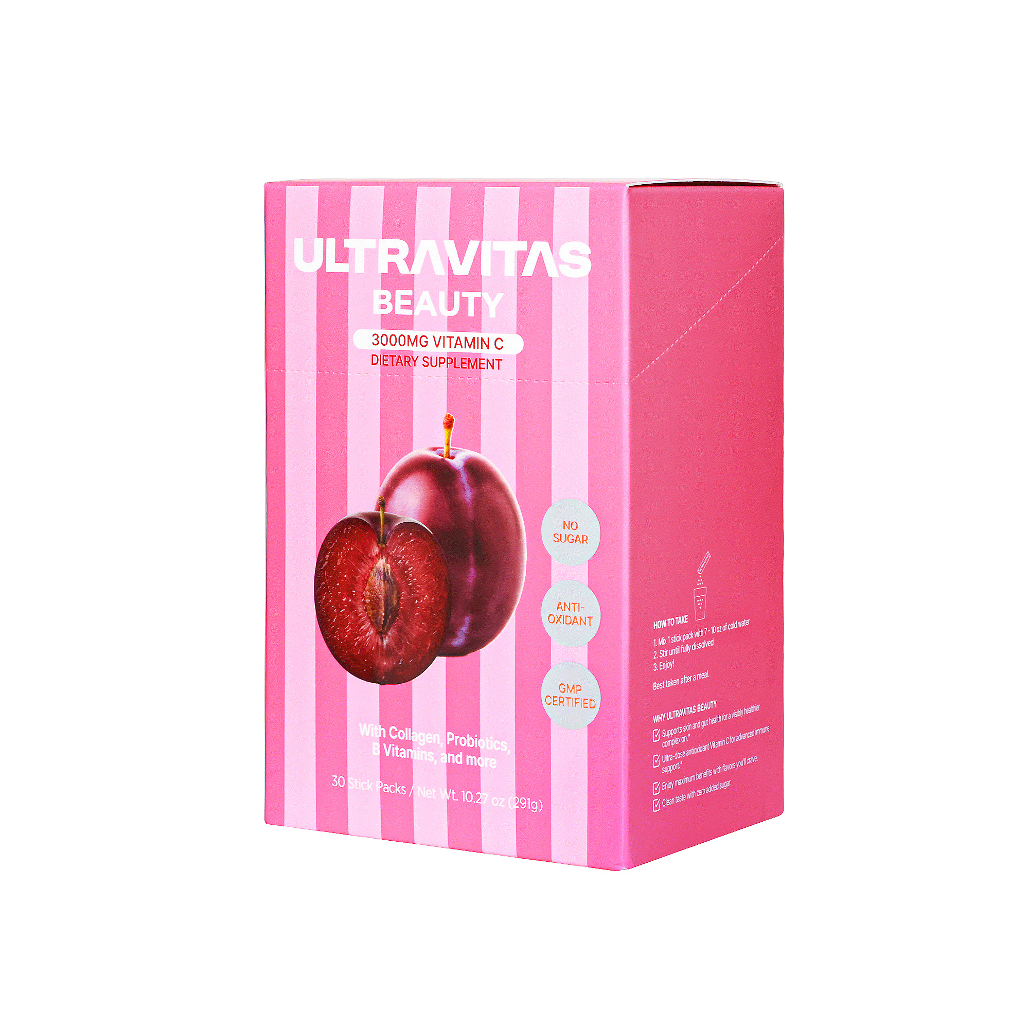 UltraVitas Beauty (Korean Plum) — Korean Plum flavored ultra-dose vitamin C powder stick pack box